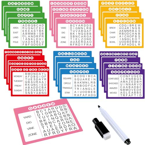 Yeaqee 12 Pcs Word Search Puzzle Books for Adults Reusable Large Print Word Search Books, Alzheimers Products, Dementia Activities with 4 Markers for Elderly Seniors Patients Crossword(Bright Color)