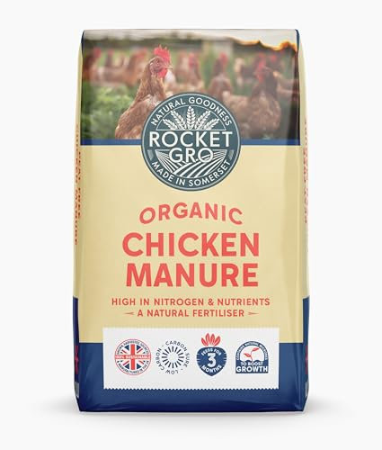 RocketGro Organic Chicken Manure – 20L – High-Nitrogen Natural Fertilizer – Fine Grain, Easy to Mix, Fast-Acting – Ideal for Flower Beds, Veg Beds, and Compost Blends – Peat-Free & Sustainable