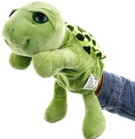 Wpsagek Marionetta a Mano Tartarughe, Marionetta Interattiva per Animali, Marionette da Dito in Peluche per Bambini Oggetti di Scena per Raccontare storie, Verde