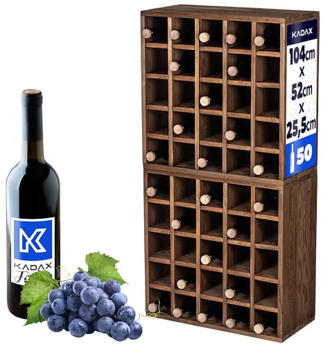 KADAX Botellero de Madera, 52 x 25,5 x 104 cm, Estante apilable para Botellas, Armario de Vino Natural, rústico, fácil Montaje