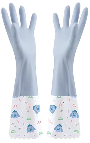 LHLZNB superior gloves medium - premium rubber washing up gloves for ultimate cleaning & dishwashing - durable, cotton-lined kitchen gloves medium & for comfort & protection (blue)
