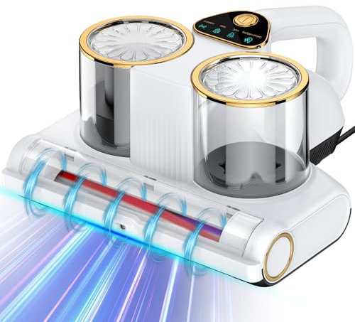 RWSRW Aspiradora Antiácaros,Aspirador de Ácaros con Luz UV y Ultrasonido Calentamiento 16Kpa de Succión 500W Aspiradora de Acáros Elimina 99,9% de BacteriasAlérgenos y Ácaros Polvo Aspirador