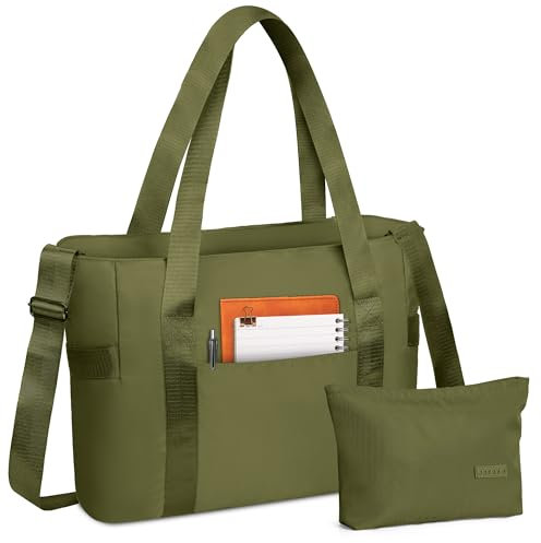 SKCOYH Large Tote Bags for Women with Zipper, Waterproof Work Bag with 15.6-Inch Compartment, Ideal for Nurse, Teacher, Travel, Gym, Beach, Yoga, School with Adjustable Strap (Green)