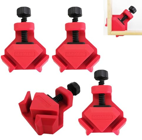 SIGANDG 4 Piezas Sargento escuadra, Sargentos angulo para grosores de tablero de hasta 26 mm, 25 kg de fuerza de sujeción para ángulos exactos de 90°, Herramientas Carpinteria Madera