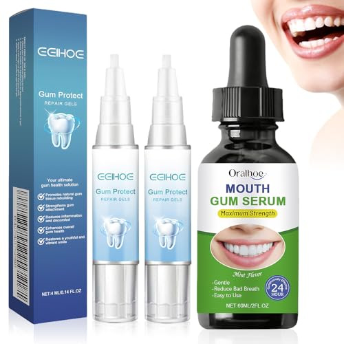 4ml x 2 Gel per Terapia Delle Gengive+60ml Gocce Di Trattamento Per La Rigenerazione Delle Gengive,Ripristino Delle Gengive Ritirate,Trattamento Delle Gengive Immediato