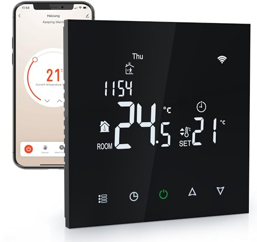 Elektrobock PT740B-EI Raumthermostat mit WiFi | Smartes Thermostat für Fußbodenheizung & Elektroheizung | 6 Programme/Tag | Geofencing & Fenster-Offen-Erkennung | 230V, 16A