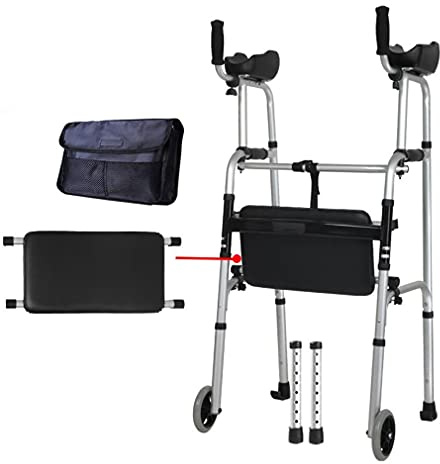 KRXSOBNV, Andador for Personas Mayores, Ayuda for Caminar, Ligero, Plegable, estándar, con Ruedas, Asiento Acolchado, Soporte for Brazo, Tipo anhelo,Andador