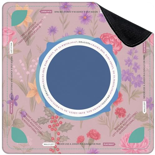 Mahjong Mat for Table Seamless Birth Month Flowers Carnation Daisy Gladiolus Lily Valley 31.5 x 31.5 Suit American Mahjong Rule Non-Slip Noise-Reducing Game Mat for Poker Dominoes Board Games