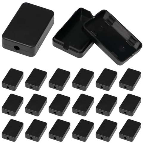 Dagran Juego de 20 Cajas de Derivación Negras de ABS, 55 x 35 x 15 mm, con Orificios de 6 mm y Guía para Cables, para Conexiones, Empalmes Eléctricos y Proyectos de Electrónica