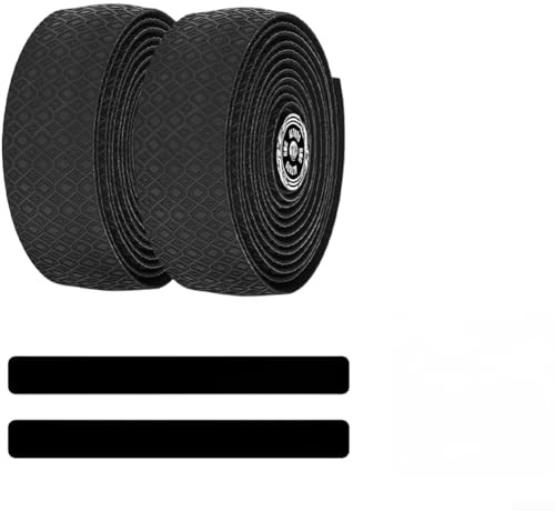 Bandset för racercykel med stångändar som ger halkfritt grepp och stötdämpande egenskaper genom PU och EVA-materialkonstruktion (svart)
