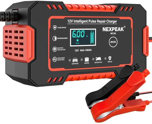 6A Autobatterie Ladegerät, Vollautomatisch für Auto Motorrad Boot Marine