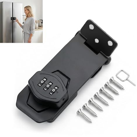 Verrou de Porte avec Code 4 Pouces, Verrou Coulissant à Combinaison 3 Chiffres en Métal Noir, Serrure de Porte pour Armoire Placard Cabane Jardin Garage Boîte aux Lettres