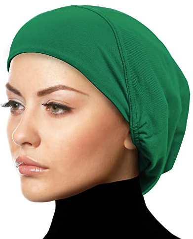 Middle Eastern Mall Women's Snood Cap Cotton Beanie Large Hijab Chemo Undercap (Emerald Green)