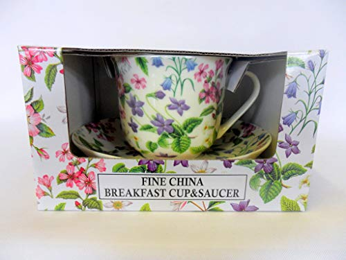 Abbeydale Collection Gift boxed Jumbo Cup and saucer in pretty dog rose design.