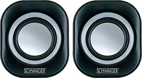 SCHWAIGER LS1000 013 Stereo Lautsprecher 6W Boxen Soundbar PC Notebooks Computer Laptop Mini-Lautsprecher Schreibtisch Büro Schule