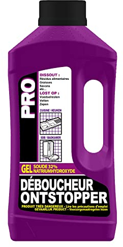 Fulgurant PRO - Déboucheur Professionnel Soude, Puissant, Canalisation, Eau Stagnante, Cuisine, Salle de Bain, 1 L
