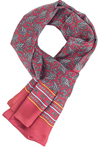 WANYING Ädel 100 % siden herrhalsduk 11 momme sidenhalsduk för män växelduk casual business 155 × 26 cm – paisley röd, H - Paisley röd 2