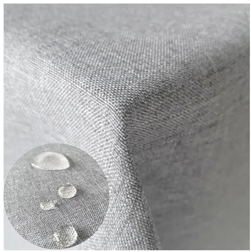 Hochwertige Tischdecke Stofftischdecke In und Outdoor Leinenlook wasserabweisend schmutzabweisend wetterfest Gartentischdecke Tafeldecke Tischtuch (Hellgrau, Eckig 90x90cm)