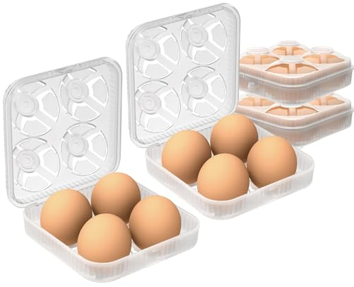 RoseFlower 2 Stück Eierbox 4 Eier, Eier Transportbox, Eierbox Kunststoff Eierdose, Eierbehälter für Unterwegs, Eier Dose Eier Aufbewahrungsbox Eier Behälter Eierträger für Kühlschrank Outdoor Camping