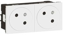 278164L Double prise de courant 2P+T affleurante - Blanc - 45x45 clippage direct goulotte - Legrand Mosaic