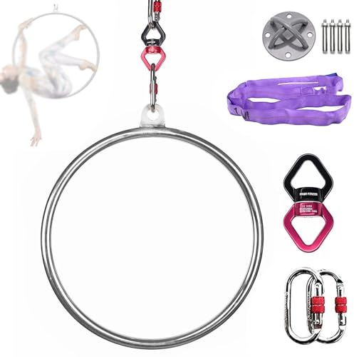 Qiang Aerial Yoga-Ringe Aerial Hoop Ring Aerial Hoop Lyra Aerial Yoga Ausrüstung Zirkusluftausrüstung,für Aerobic Lyra Yoga Akrobatik,Tragfähigkeit:1132 LBS (600kg),Diameter-95cm