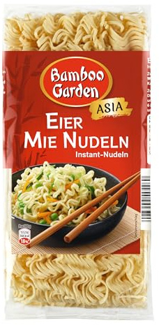 Bamboo Garden - Eier Mie Nudeln | Vegetarische Instant-Nudeln für asiatische Nudelgerichte| Ideal für gebratene Nudeln oder Suppen | Fertig nach 5 Minuten | 250 g im Beutel