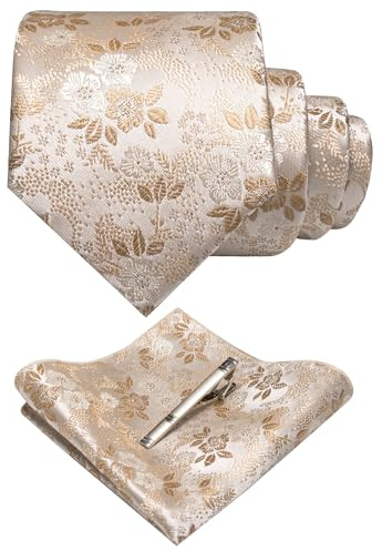 JEMYGINS Conjunto de Corbata con Flores y Pañuelo para Hombre con Pinza para Corbata Disponible