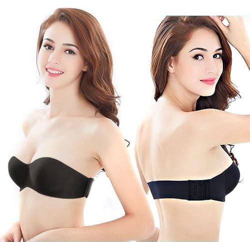 TTPSRY Sujetador Bandeau sin Costuras Sujetador sin Tirantes para Mujer Acolchado Extraíble Elástico Top para Estudiantes Envoltura en el Pecho（Negro/D）