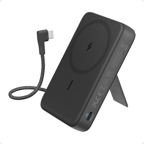 Anker Nano Powerbank, Ultraschlanke 5000mAh Magnet-Powerbank, Qi2-zertifiziert, 15W Max ultraschnelles Laden, MagSafe-kompatibel, tragbares Ladegerät, Ergonomisches Design, Für iPhone 16/15/14/13/12