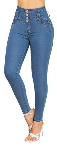 Bula, High Rise Butt Lifter Jean for Women - Shaping and Stylish Fit, Push-Up, Pants Stretch Denim for Greater Comfort - Made in Colombia, Blue Jeans