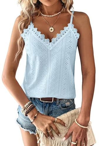 Haibang Chic och elegant sommarlinne dam camisole spets ärmlös spaghettiband topp sexig lös tröja ögla broderi camisole mode casual tanktoppar