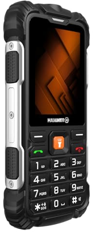 Hammer H Forge 2G Teléfono móvil para Exteriores sin Contrato, 32 GB, batería de 2300 mAh, Linterna, IP68, Radio FM, Conector de 3,5 mm, 2 MP, USB-C, Dual-SIM, Resistente al Polvo