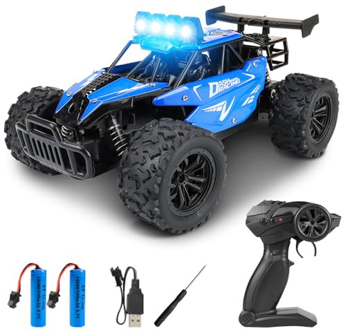 FENGQ Macchina Telecomandata, 20km/H Macchina Radiocomandata Ad Alta Velocità, Fuoristrada A Trazione Integrale, Macchina Radiocomandata Con Luci A Led, Regalo Per Bambini Di 7-14 Anni