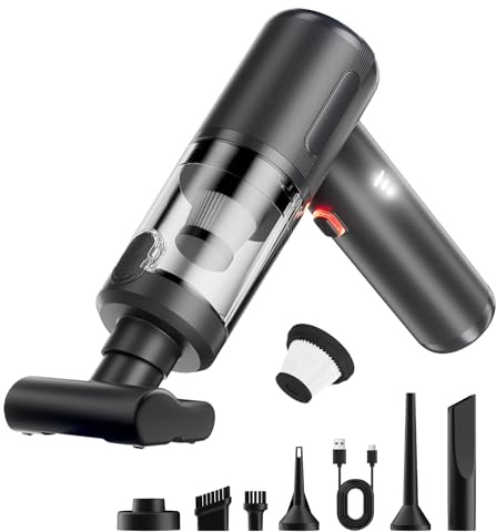 Anluomafuy Aspirabriciole Senza Fili, 20000Pa Aspirapolvere Auto Portatile, Mini Aspirapolvere Potente, Motore Senza Spazzole, Filtro HEPA, 3 Livelli di Velocità, 7 Accessori, per Casa/Auto/Animali