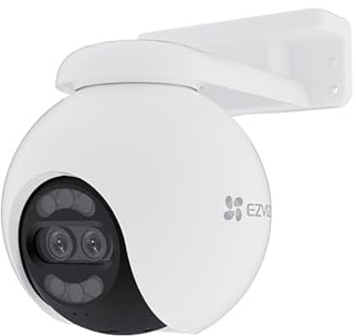 EZVIZ H80x 4K+2MP Ultra HD Dubbelobjektiv Övervakningskamera Utomhus WiFi, 360° PTZ Kamera Utomhus med ColorFULL Night Vision, Smart AI Människa och Fordonsdetektering, Auto Zoom Tracking