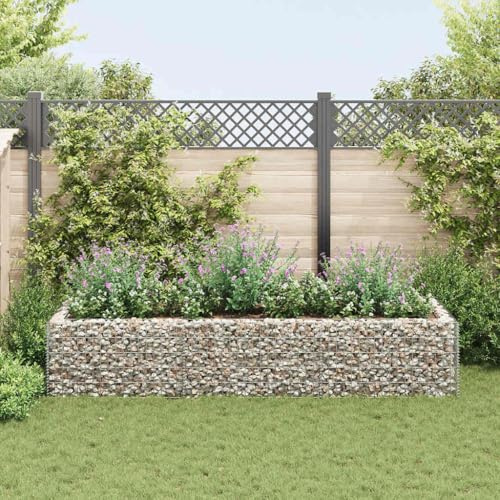 Mokuyary Aiuola rialzata per gabbioni in acciaio, 270 x 90 x 50 cm, cesto in pietra come recinzione da giardino, griglia per gabbioni come protezione da sguardi indiscreti