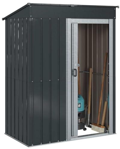 vidaXL Cabanons de Jardin Anthracite 137 x 81 x 180 cm Métал, Abri de Jardin et terrasse, cabane en métal rectangulaire, Rangement Solide pour Outils, équipement