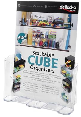 Deflecto Porte-Livres A4 Portrait à dos haut à Compartiment unique, Porte-revue, Porte-dépliant, Présentoir à dépliants, Option de Montage Mural