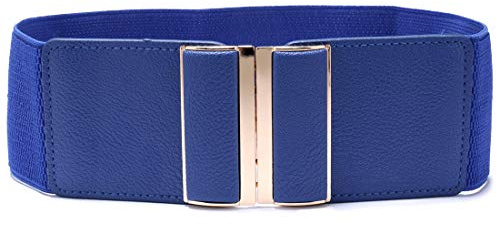 Beltox Womens 3 Wide Belt Elastic Stretch Cinch Waistband Lady Cummerband - Blue - Waist 26-43(66CM-108CM)