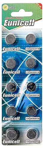 Eunicell AG10 LR54 LR1130 189 389 389A 390 SR1130 L1130 - Set di 10 batterie alcaline