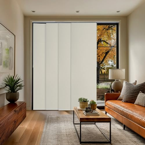 CHICOLOGY Blinds for Sliding Glass Doors , Temporary Wall , Closet Curtain , Room Door, Room Divider , Vertical Blinds , Door Blinds ,Movie Night Ivory (Blackout) W:46-86 x H:Up-to 96 inches