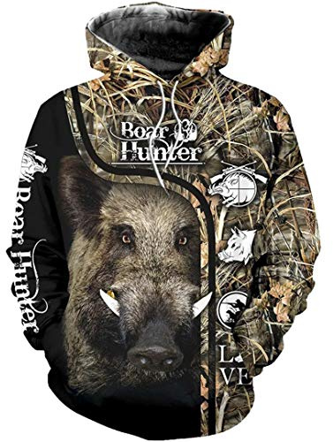 Hommes 3D imprimé Jungle Chasse Sanglier à Capuche Chemises Hommes Sweat à Capuche zippé Hoodies XL