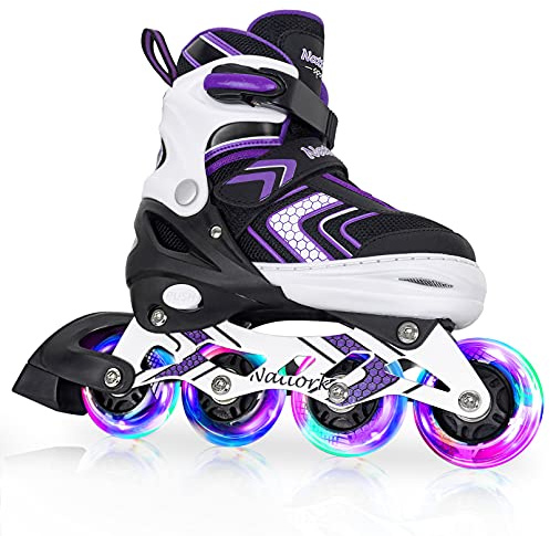 Nattork Adjustable Inline Skates for Kids,Boys Girls Roller Skates with Light up Wheels