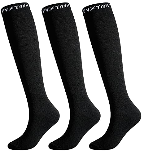 FVXYnnv 3 Pares Medias de Compresion Hombre Mujer, Calcetines de Compresión Graduada 20-30mmHg Compression Socks para Running Deporte Volar Viajar Enfermera (S-M)