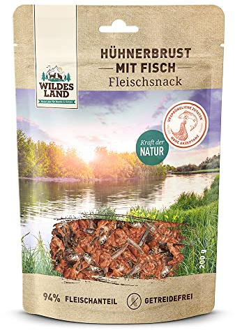 Wildes Land - Hühnerbrust mit Fisch - 5 x 200 g - Hundesnack - Hundefutter - Getreidefrei