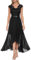Bbonlinedress Robe Cérémonie Femme Asymétrique Longue pour Cocktail Soirée Mariage Invité Bal de Promo Anniversaire Black XL