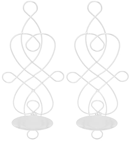Hapivida Ensemble De 2 Bougies Suspendues Bougeoir en Fer Noir Photophore Bougeoir Art Mural pour Chambre Salle à Manger Salon Salle De Bains Décoration De Fête De Mariage(Blanc)