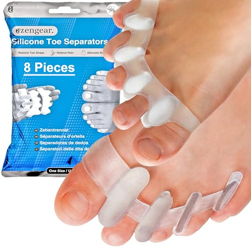 aZengear separadores de dedos de los pies (4 pares) para corregir juanetes y restaurar los dedos superpuestos para mujeres y hombres, silicona toe separators