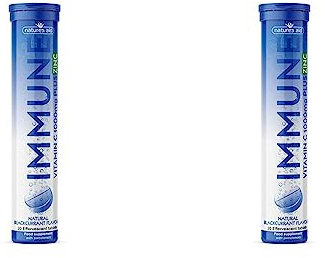 natures aid Immune Effervescent with Zinc & Vitamin C, Natural Blackcurrant Flavour, 20 Tablets, Pack of 2