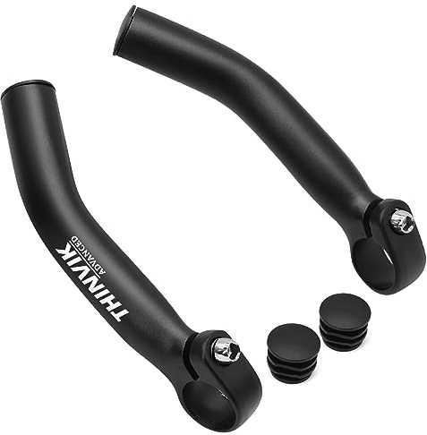 Thinvik Bike Bar Ends, Aluminium Alloy MTB Bicycle Bar Ends, One-piece Forging Bike Handlebar Ends for Mountain Bike, Matte Black - basic